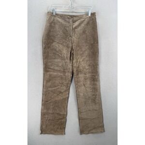 Co & Eddy Women's Sz 10 Genuine Suede‎ Leather Pants Beige Cream Straight Leg